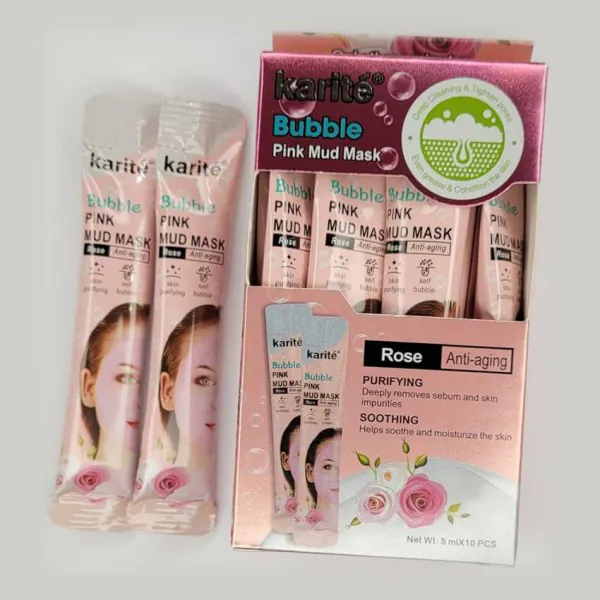 Karite - Bubble Pink Rose Mud Mask - Box